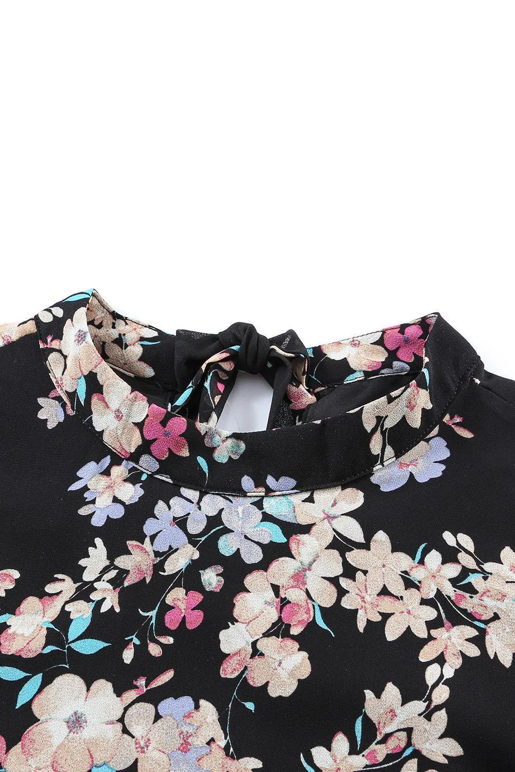 Love Her Floral Mock Neck Lace Short Sleeve Top