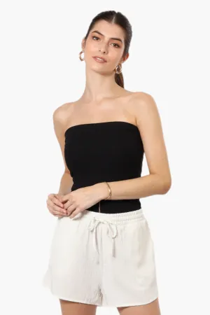 Magazine Solid Basic Drawstring Shorts - White