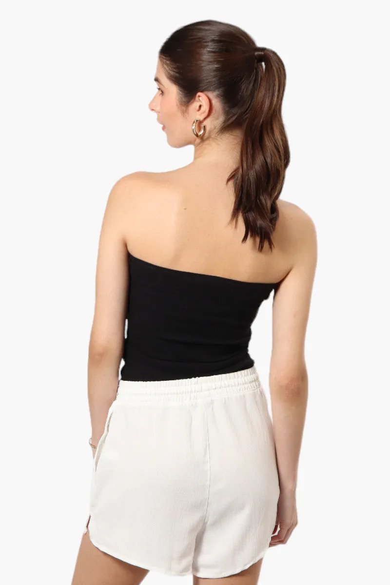 Magazine Solid Basic Drawstring Shorts - White