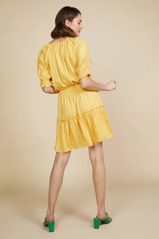 Mango Sorbet Solid Tiered Dress