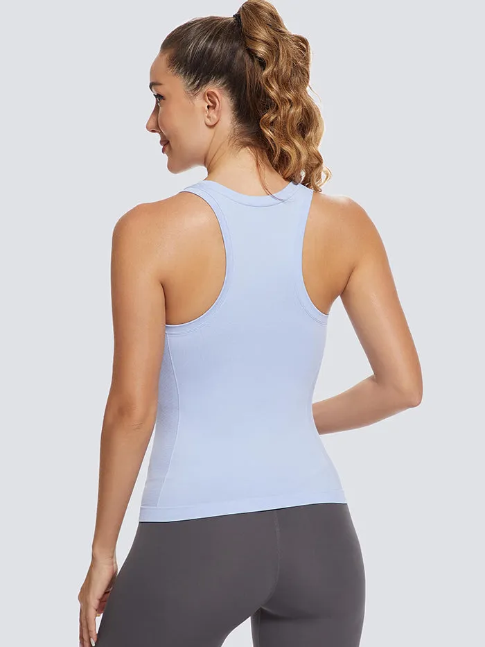 MathCat Women Racerback Seamless Running Tank Tops Workout Tops Skyblue