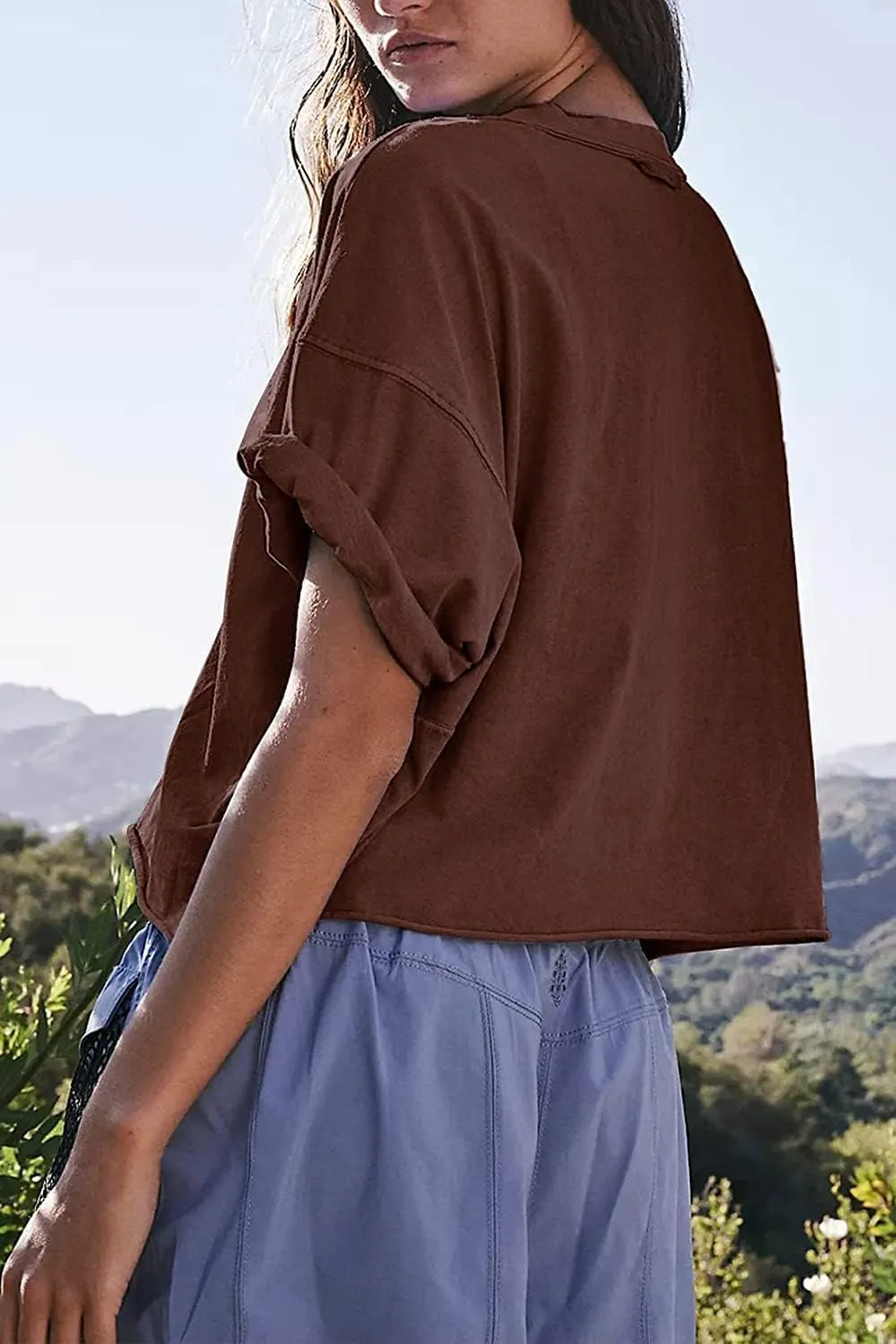 Medium Oversized Workout Crop Tops for Women - Soft, Breathable Gym Wear