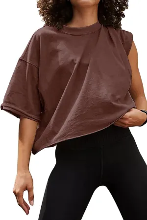 Medium Oversized Workout Crop Tops for Women - Soft, Breathable Gym Wear