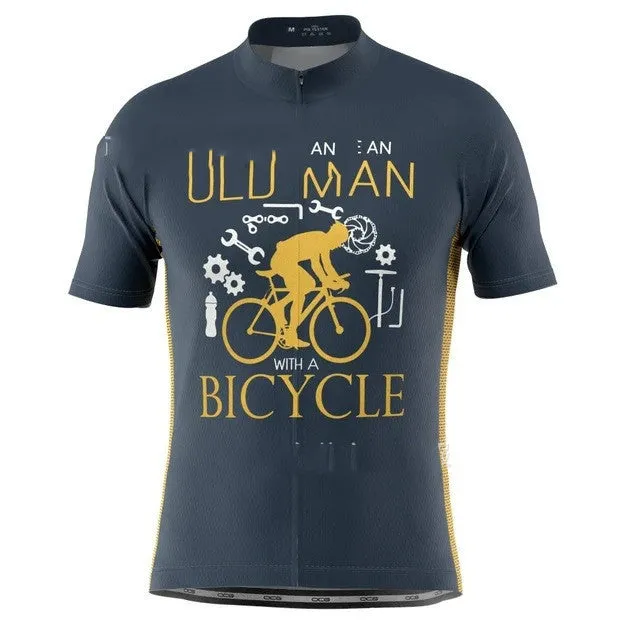 Men's Blue Breathable Cycling Jersey for Summer