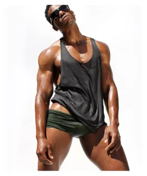 Mens Breathable Mesh Tank Tops Stronger Bodybuilding Equipment Fitness Gym Singlets Men's GYM Vest Wicking Sports Clothes