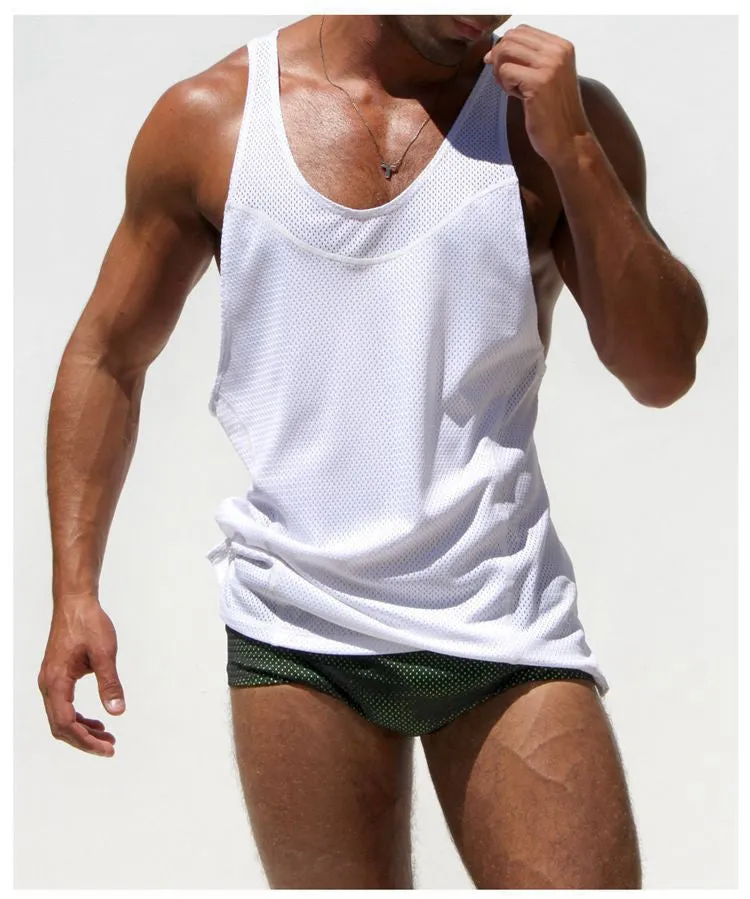 Mens Breathable Mesh Tank Tops Stronger Bodybuilding Equipment Fitness Gym Singlets Men's GYM Vest Wicking Sports Clothes