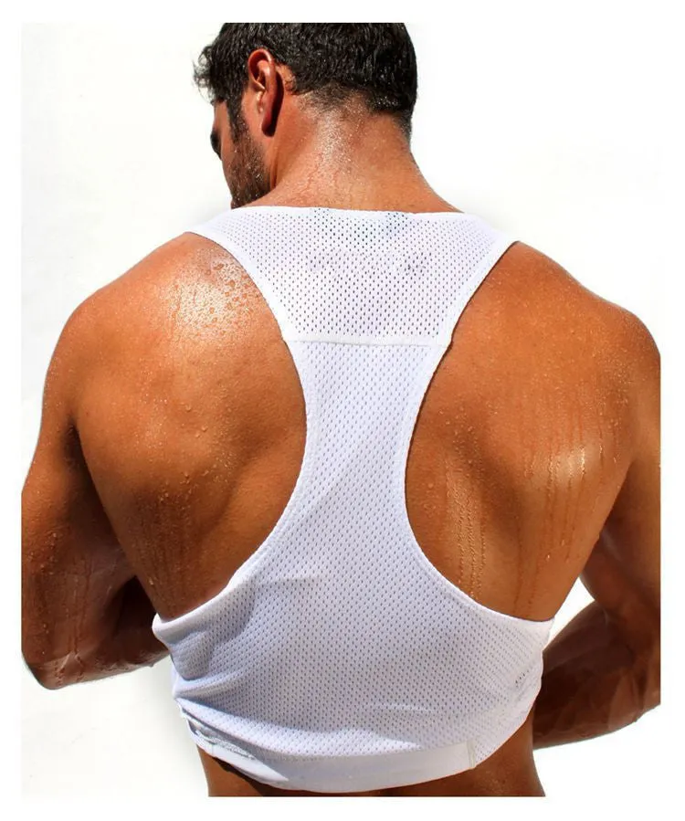 Mens Breathable Mesh Tank Tops Stronger Bodybuilding Equipment Fitness Gym Singlets Men's GYM Vest Wicking Sports Clothes