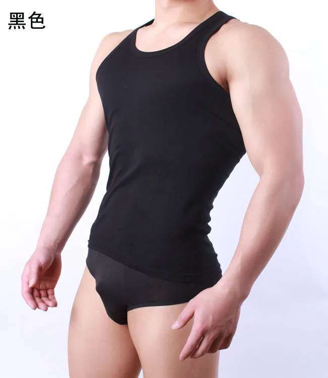 Men's sports vest fitness elastic breathable H type all cotton undershirts male tanks
