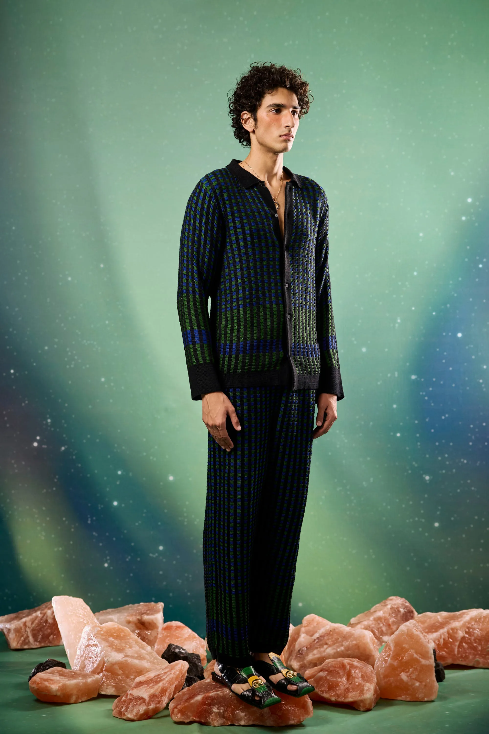 Midnight Mosaic Knitted Trousers