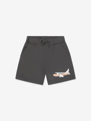 Mini Rodini Boys Organic Cotton Airplane Shorts In Grey