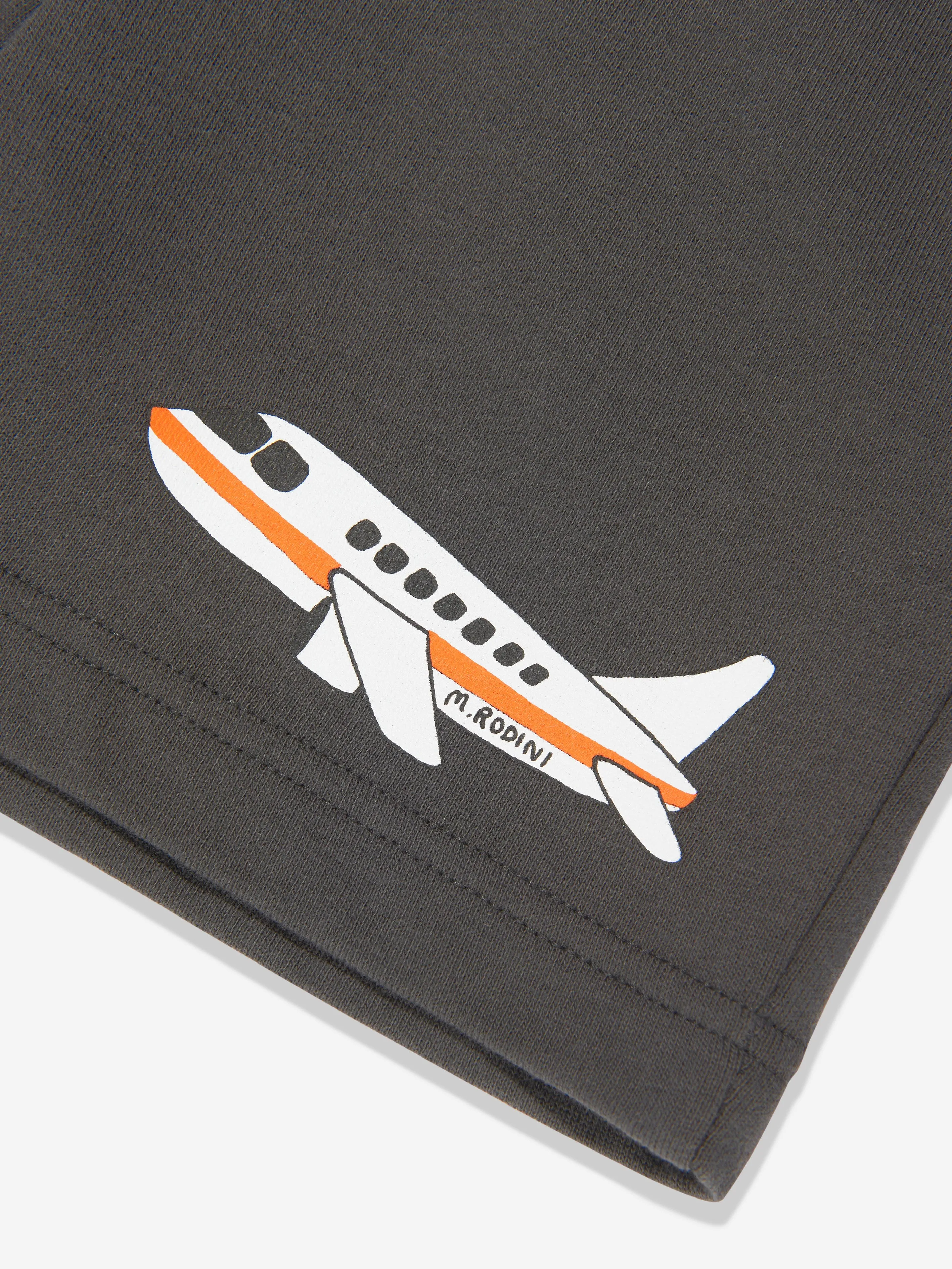 Mini Rodini Boys Organic Cotton Airplane Shorts In Grey