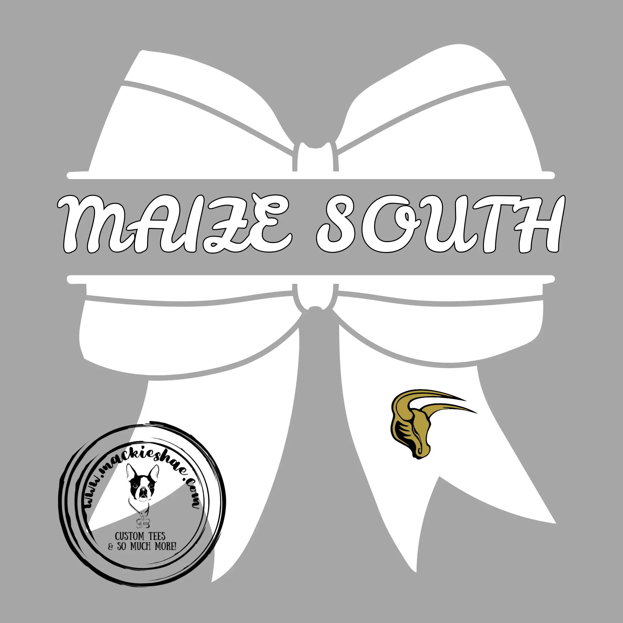 MSHS Cheer- Maize South White Bow with Mav Black Gear