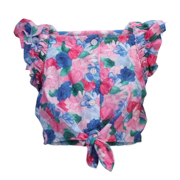 MULTICOLOUR BUTTON-DOWN FLORAL GIRLS BLOUSE