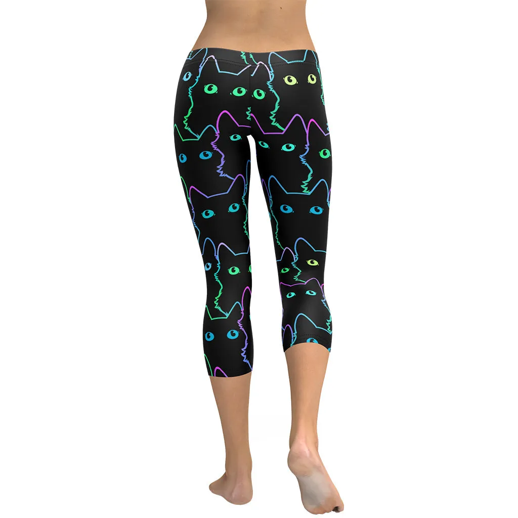 Mystic Halloween Cats Capris