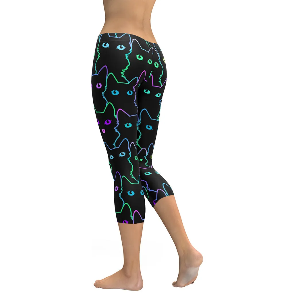 Mystic Halloween Cats Capris