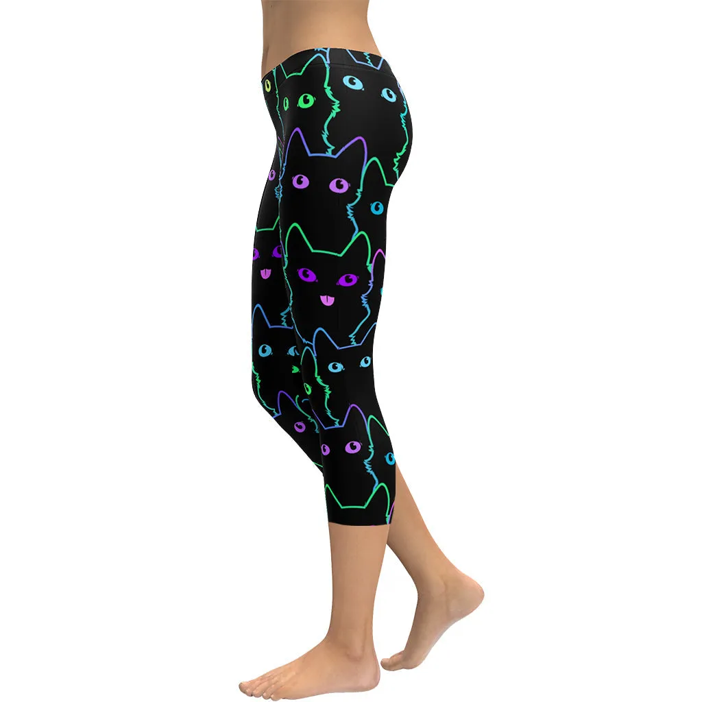Mystic Halloween Cats Capris