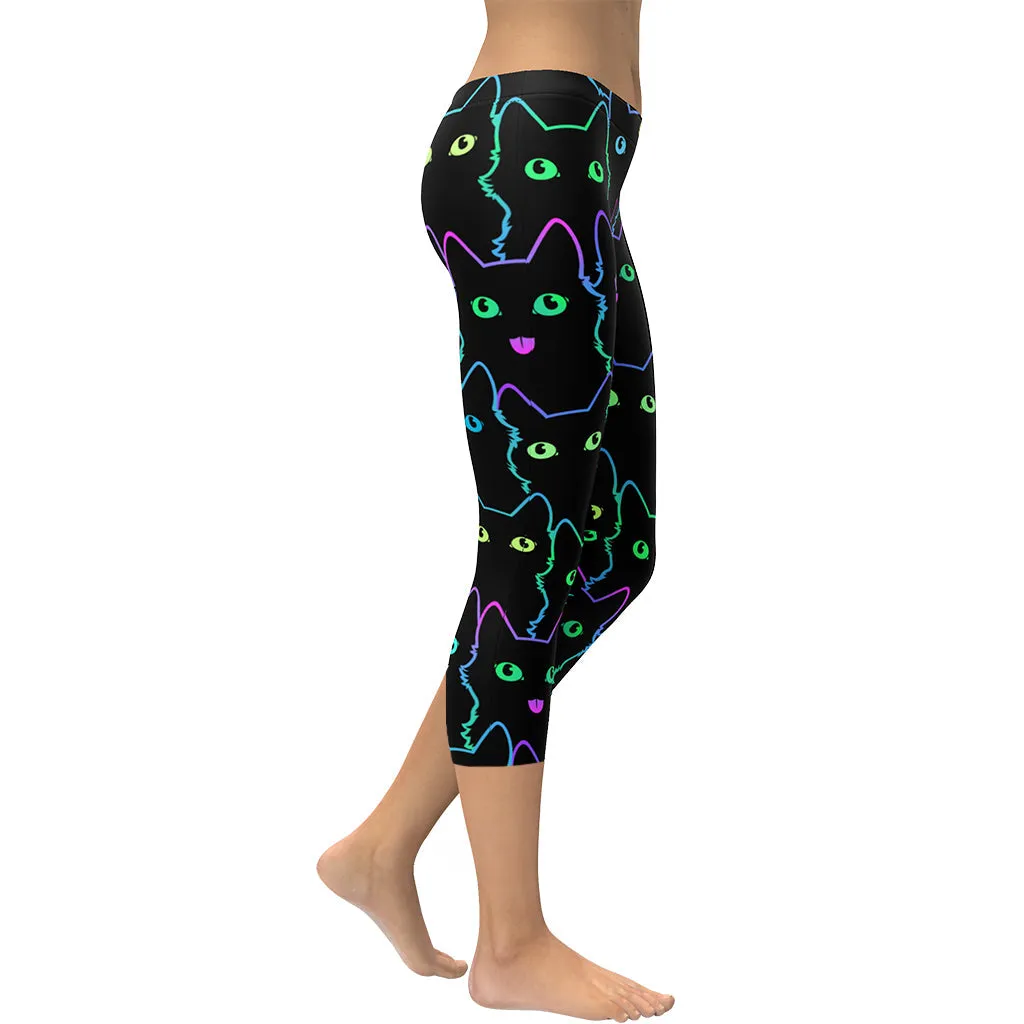 Mystic Halloween Cats Capris