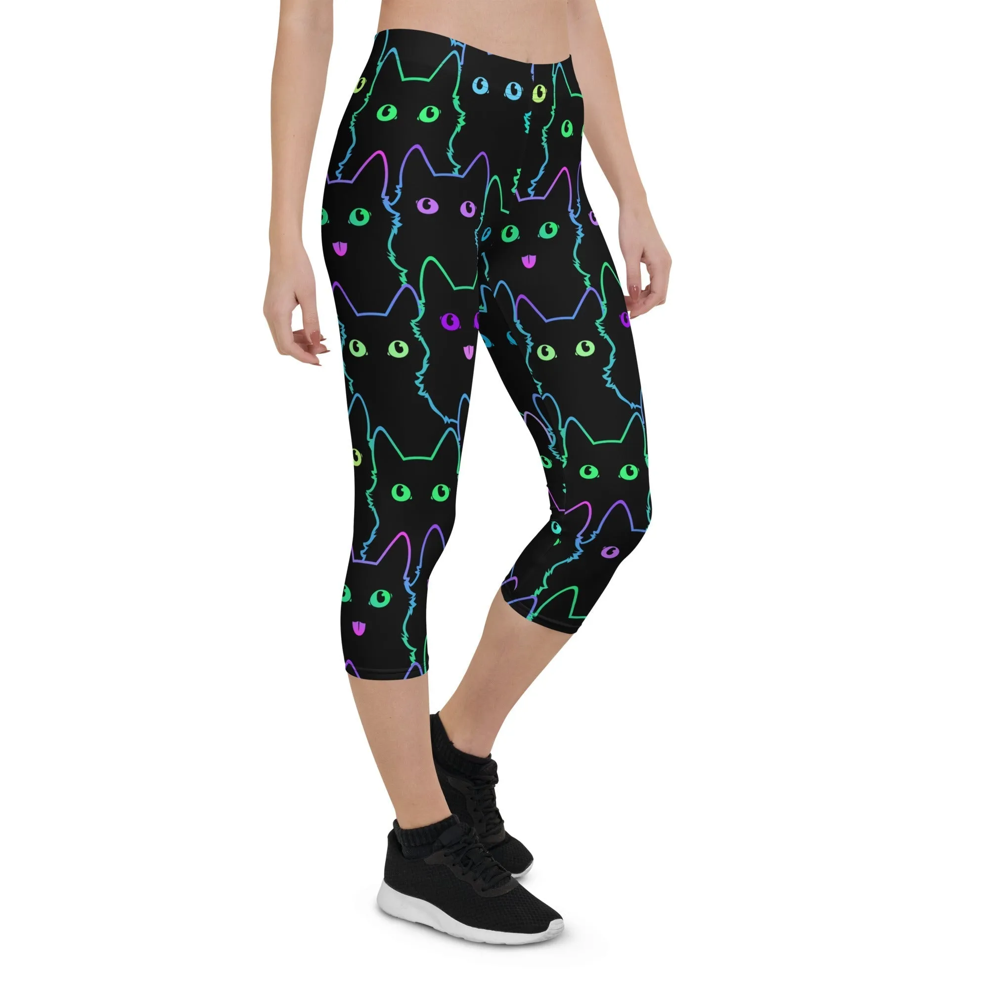 Mystic Halloween Cats Capris