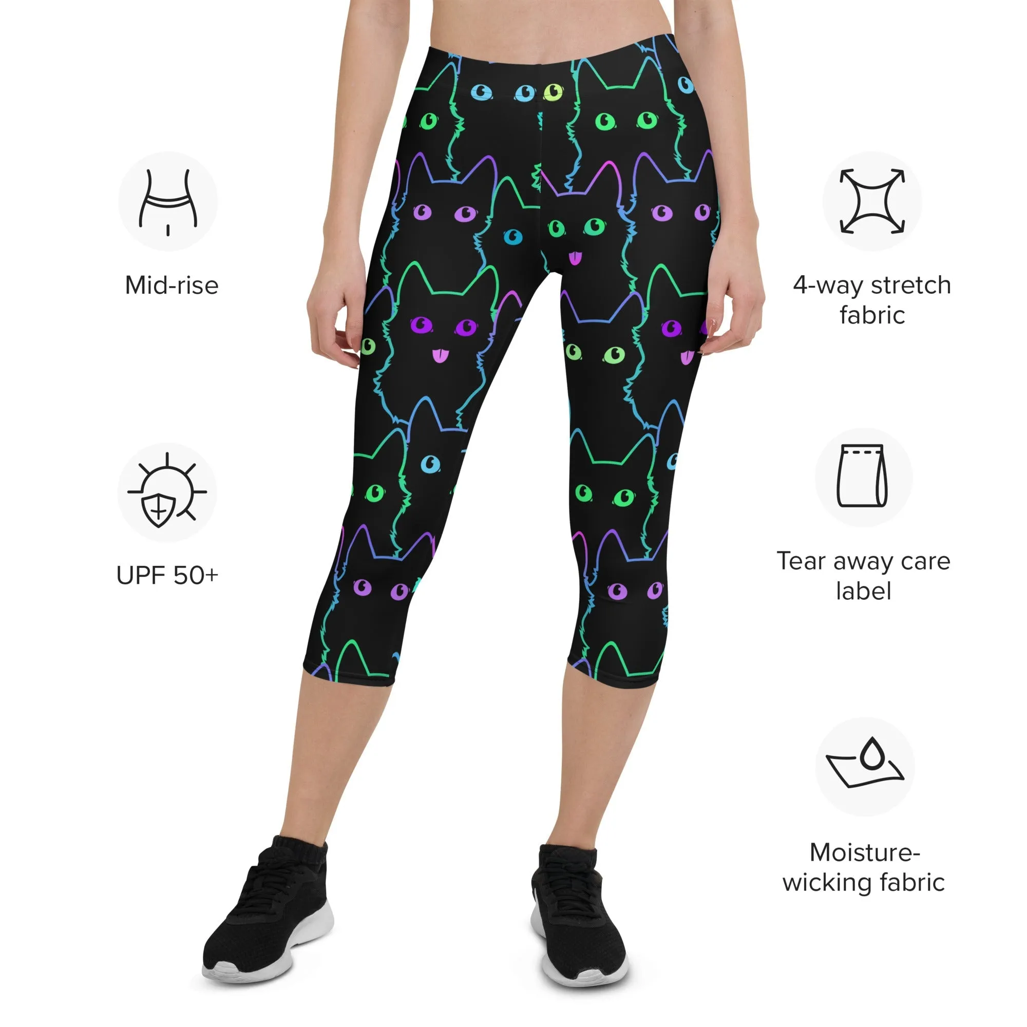 Mystic Halloween Cats Capris