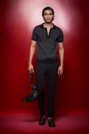 Noir Metallic Knitted Polo