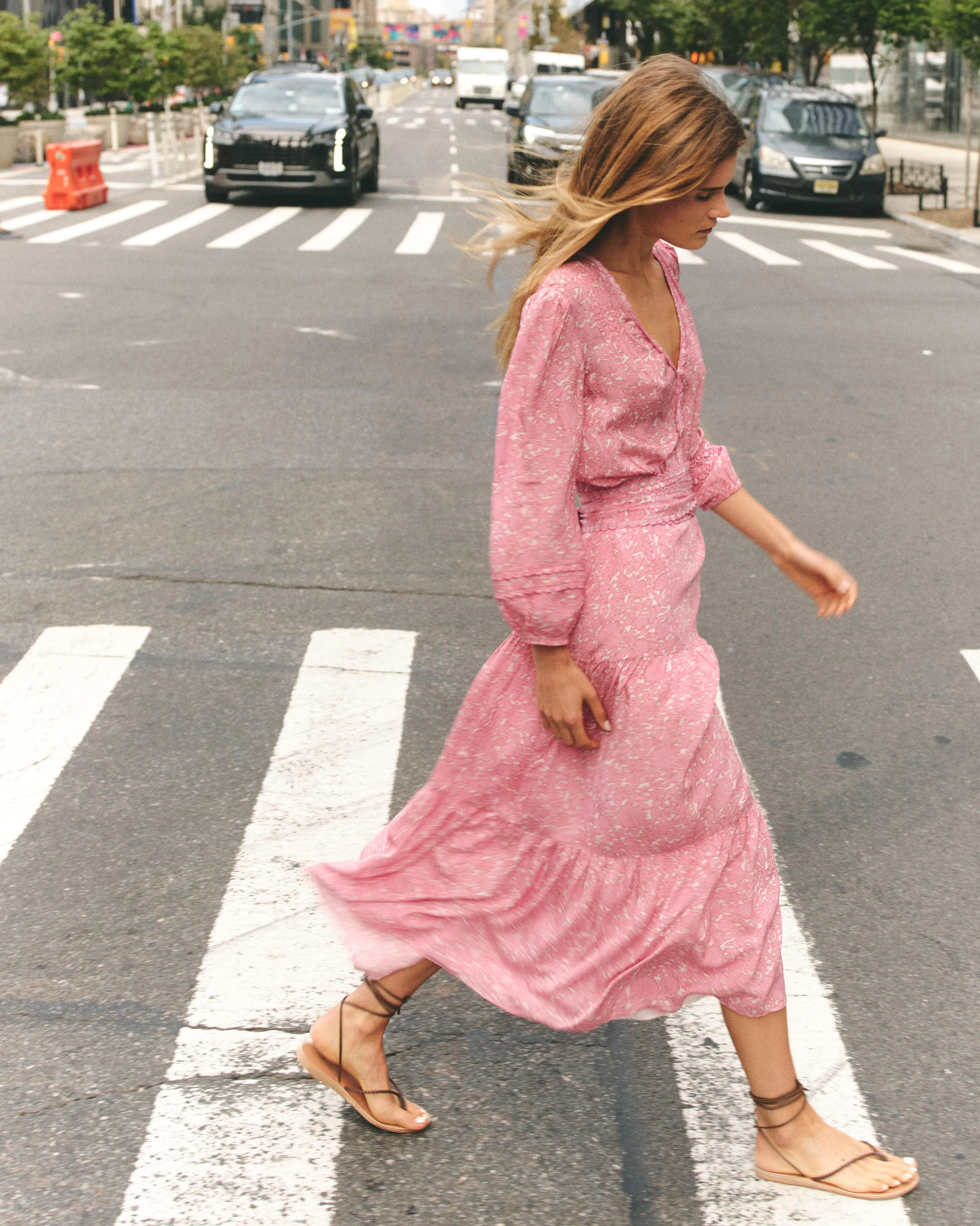 Noor Dress-Boboli Garden Print In Peony Pink