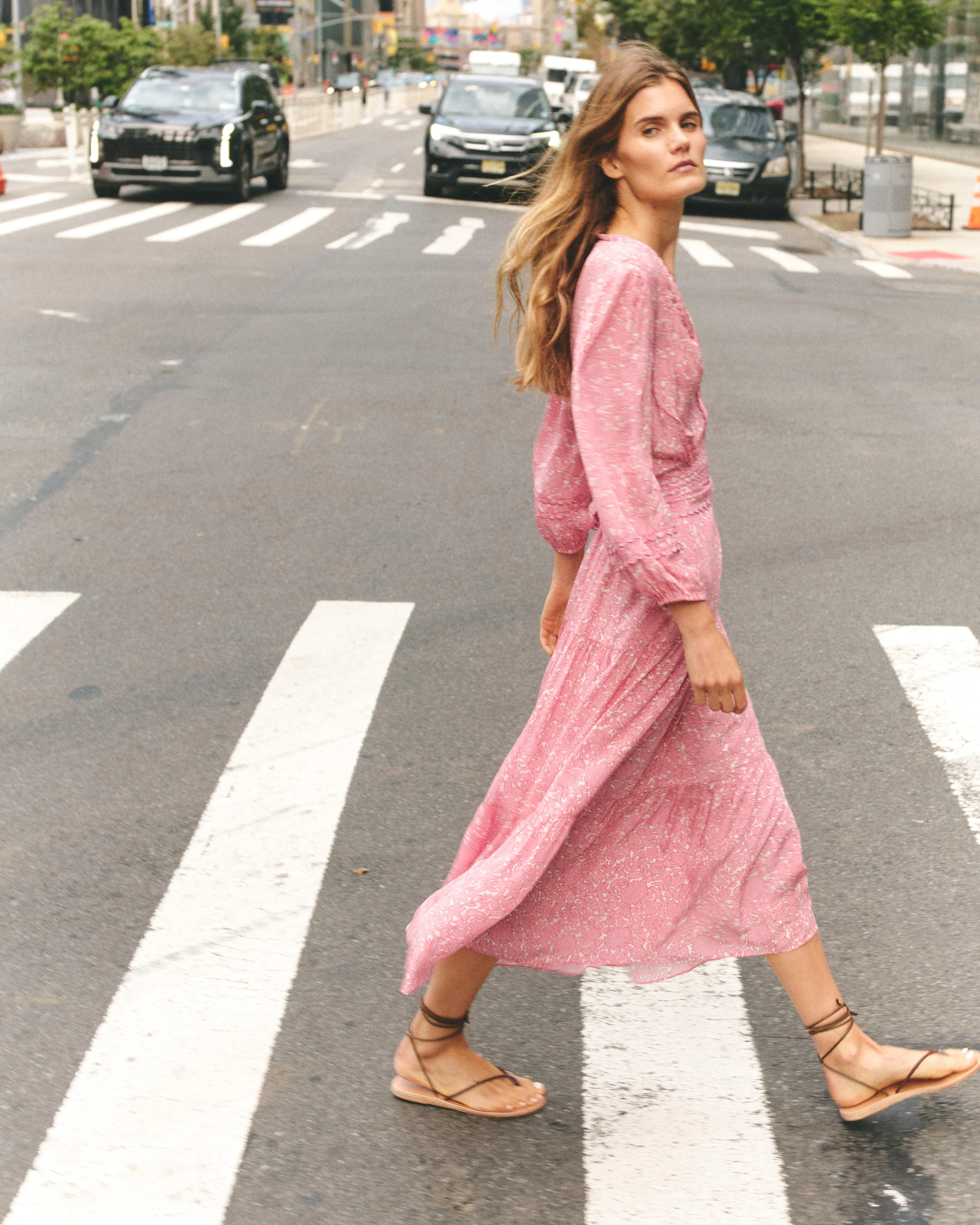 Noor Dress-Boboli Garden Print In Peony Pink