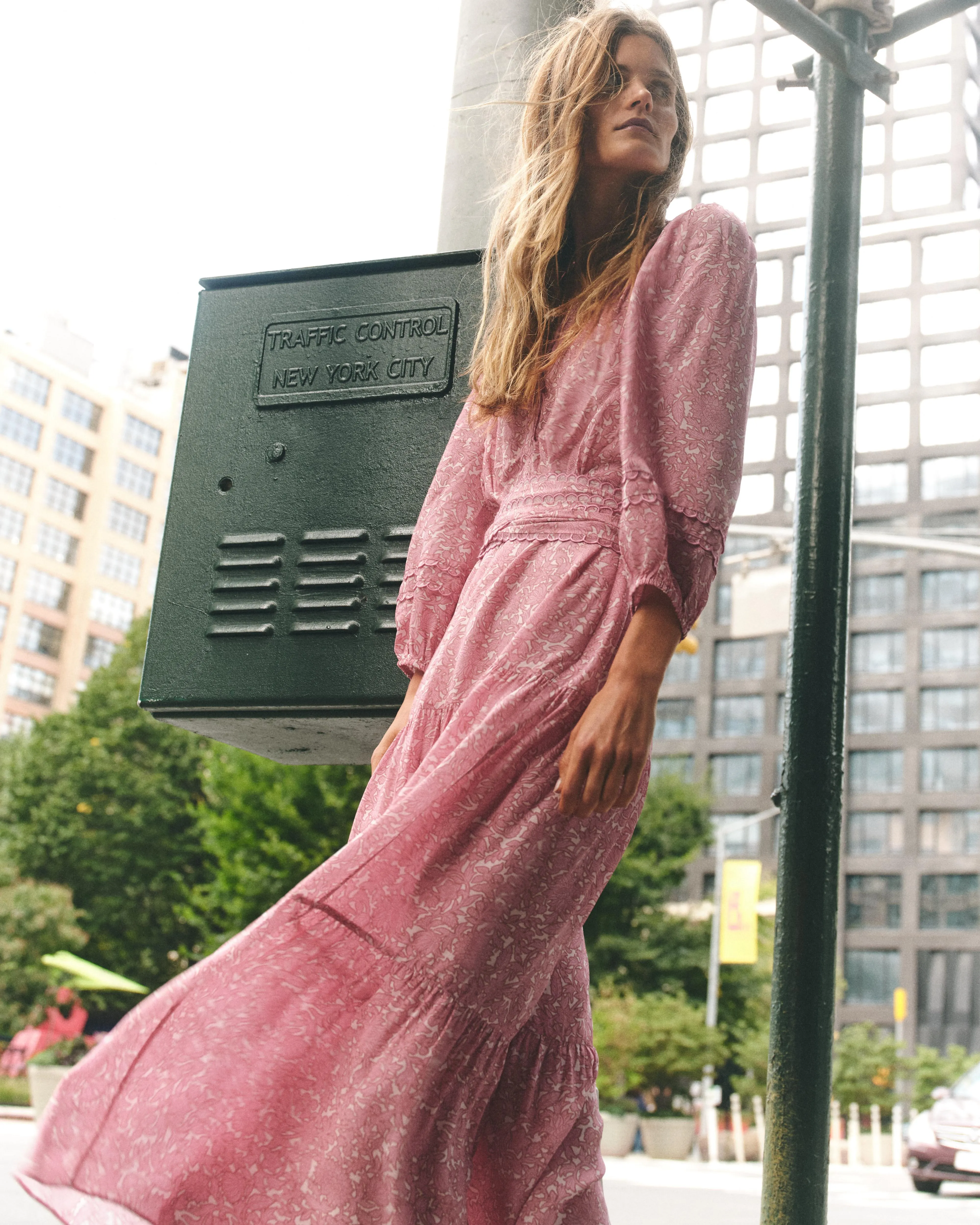 Noor Dress-Boboli Garden Print In Peony Pink