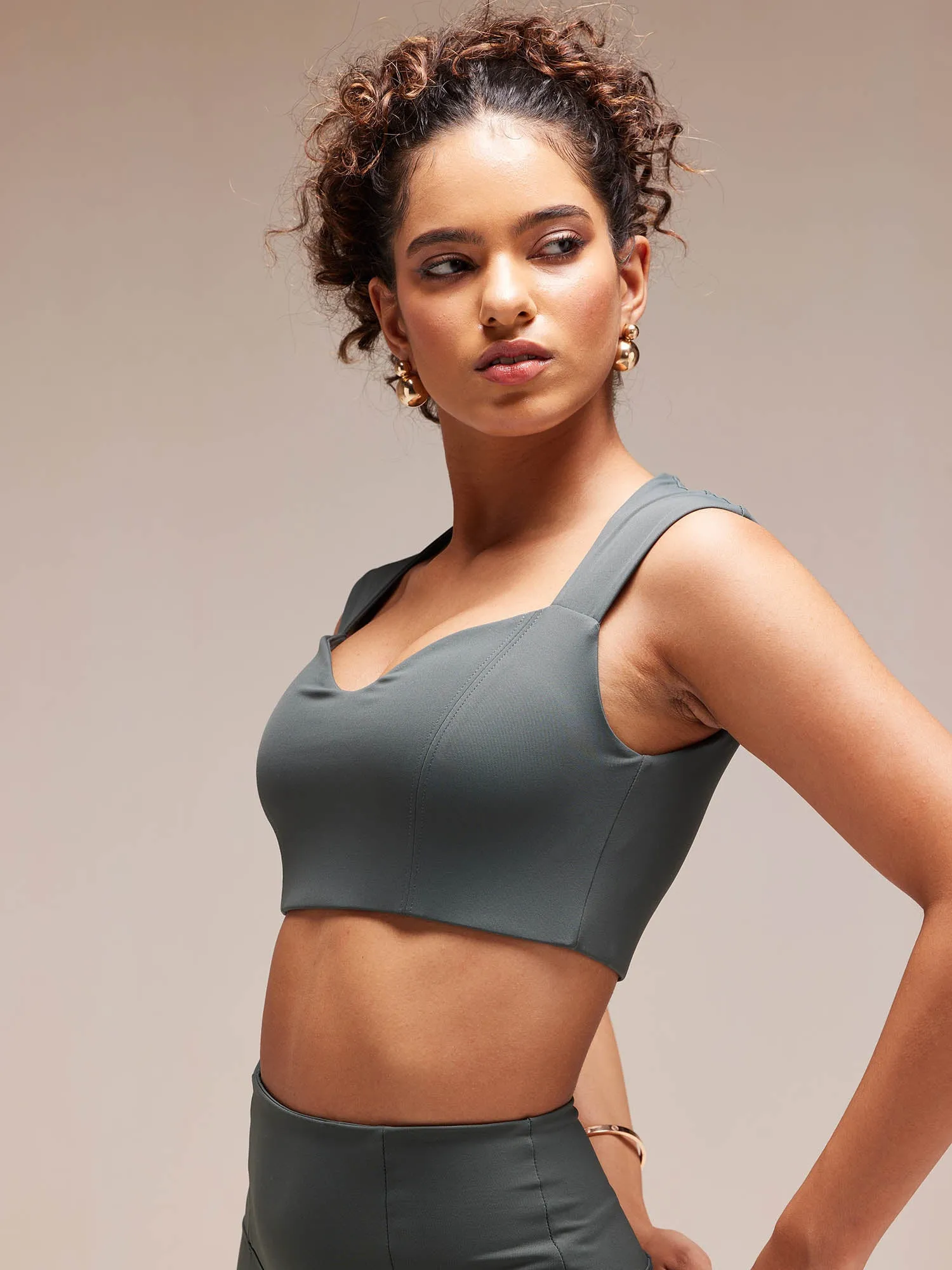 Olive Radiant Sweetheart Neck top