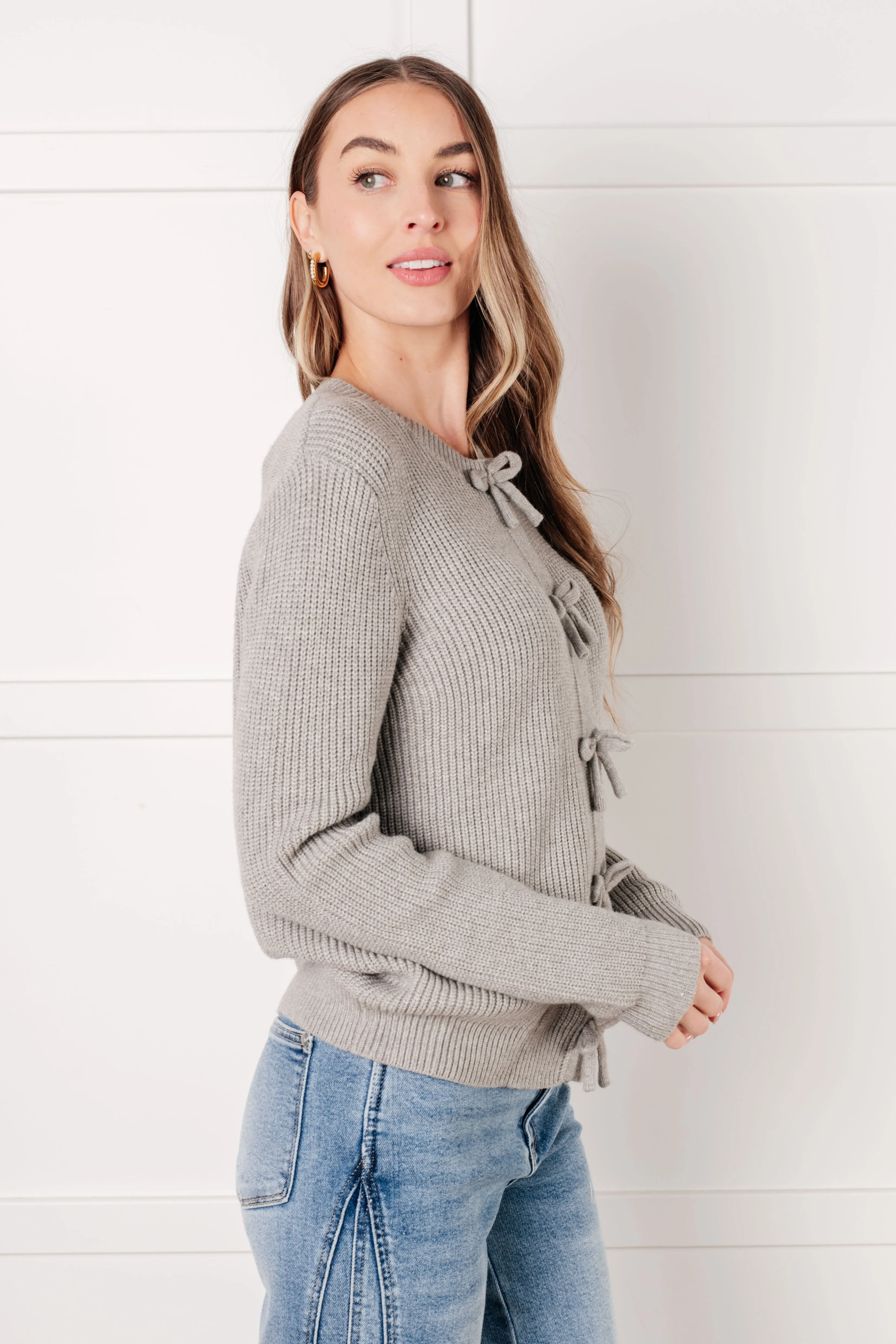 One Eleven North Bow Front Gray Cardigan