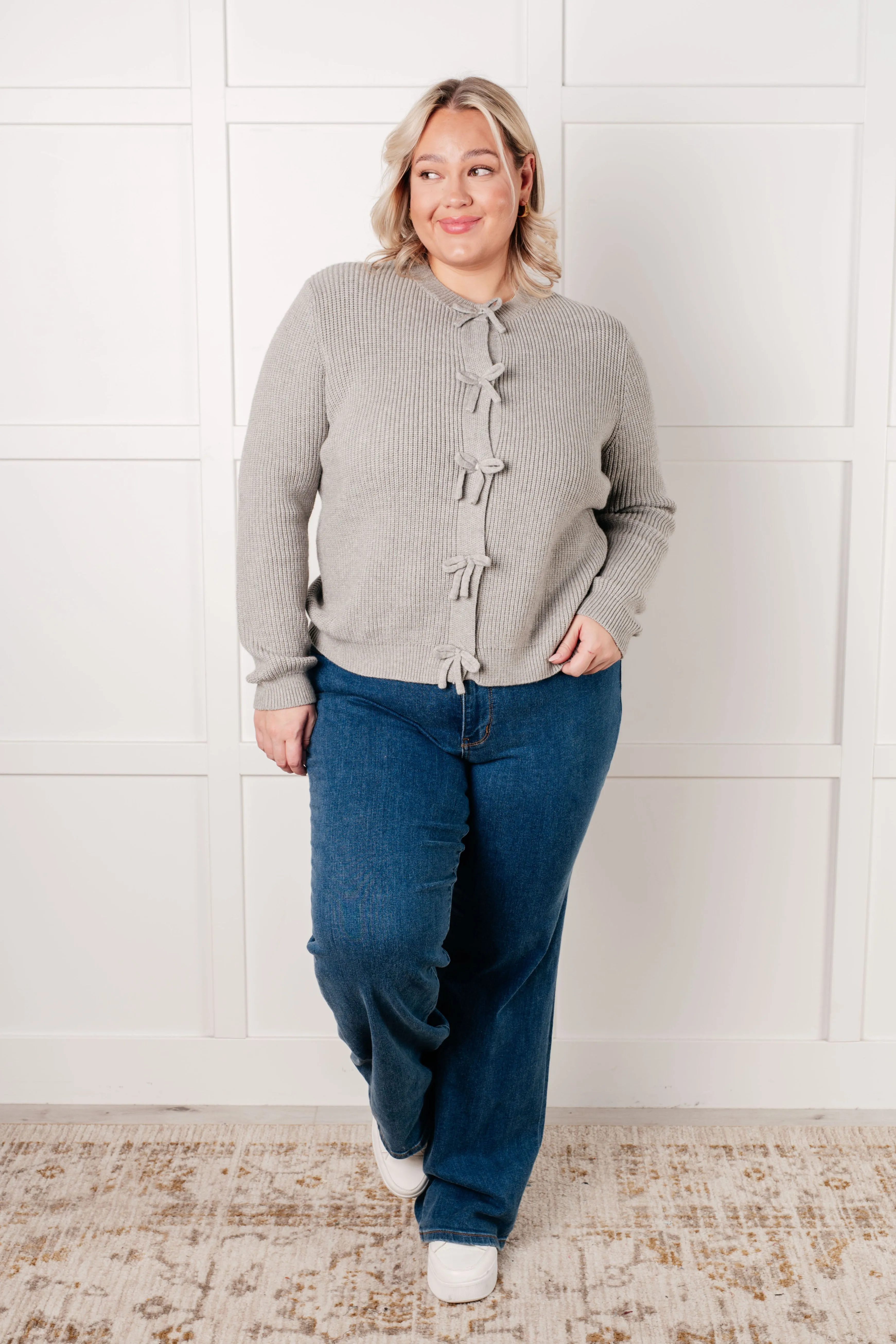 One Eleven North Bow Front Gray Cardigan