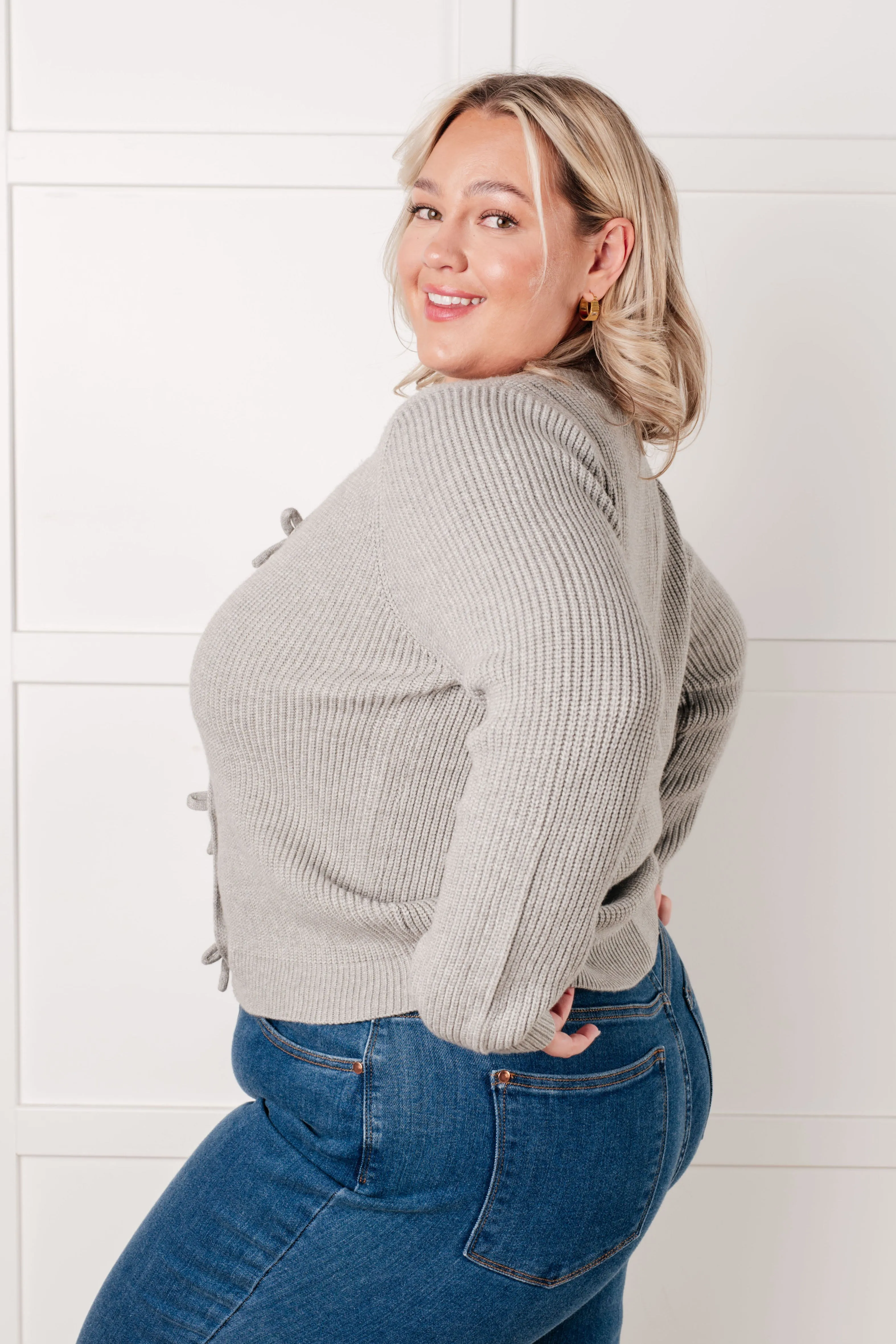 One Eleven North Bow Front Gray Cardigan