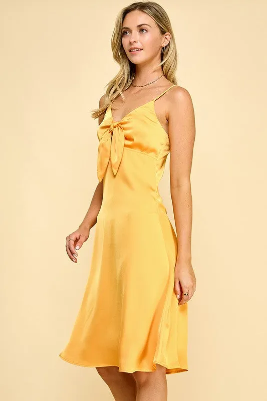 Orange Front Tie Midi Dress