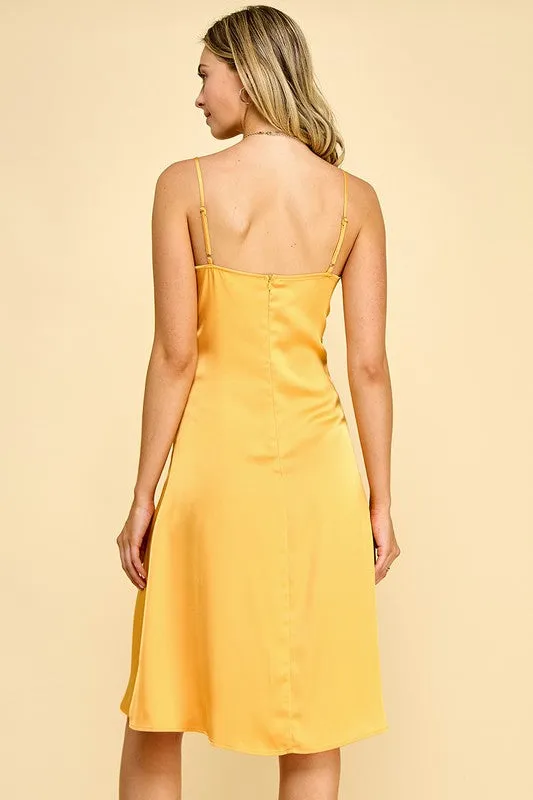 Orange Front Tie Midi Dress