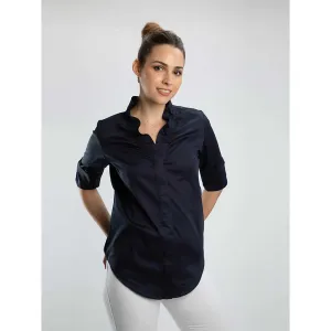 Pallavi Swadi Navy Ruffle Collar Button Down Shirt