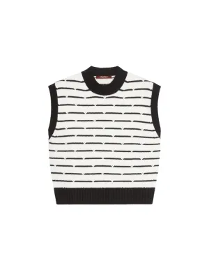 Panetto Knitted Vest  WHITE/BLACK