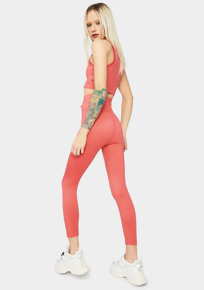 Peach Eyes On The Prize High Waist Leggings