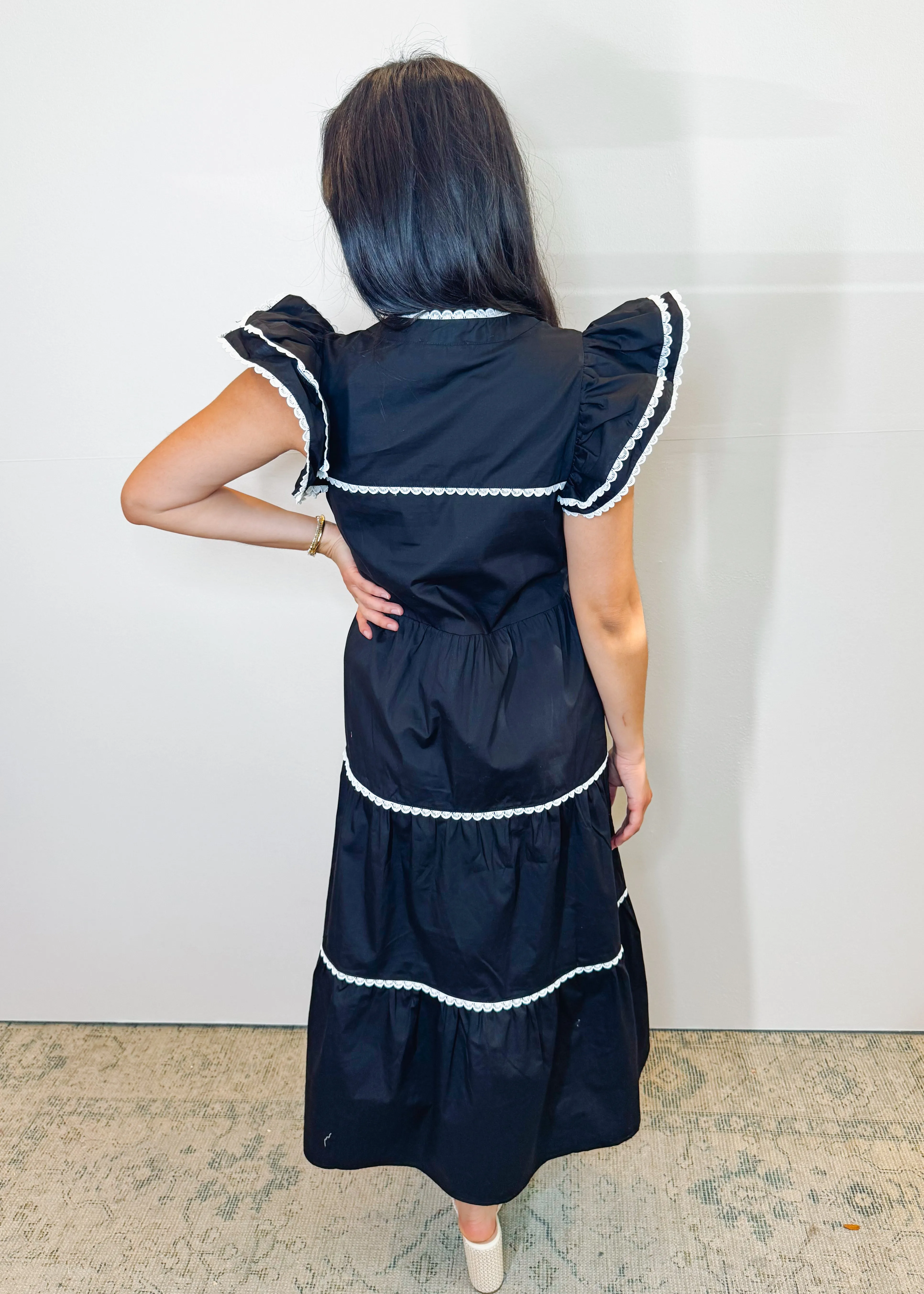 Pia Ric Rac Midi- Black