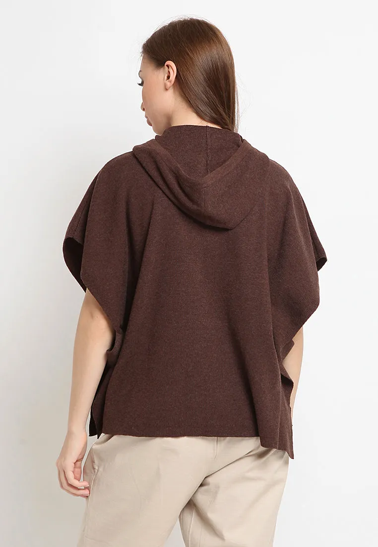 Poncho With Hoodie Sweater