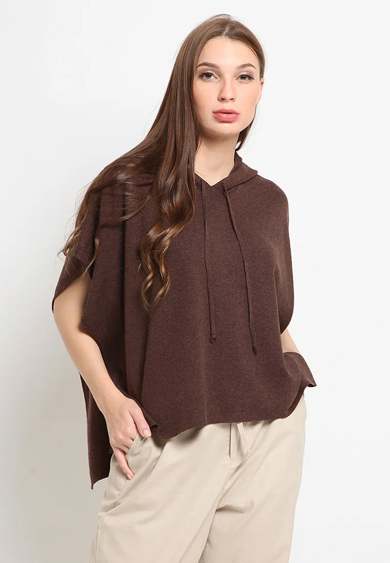 Poncho With Hoodie Sweater