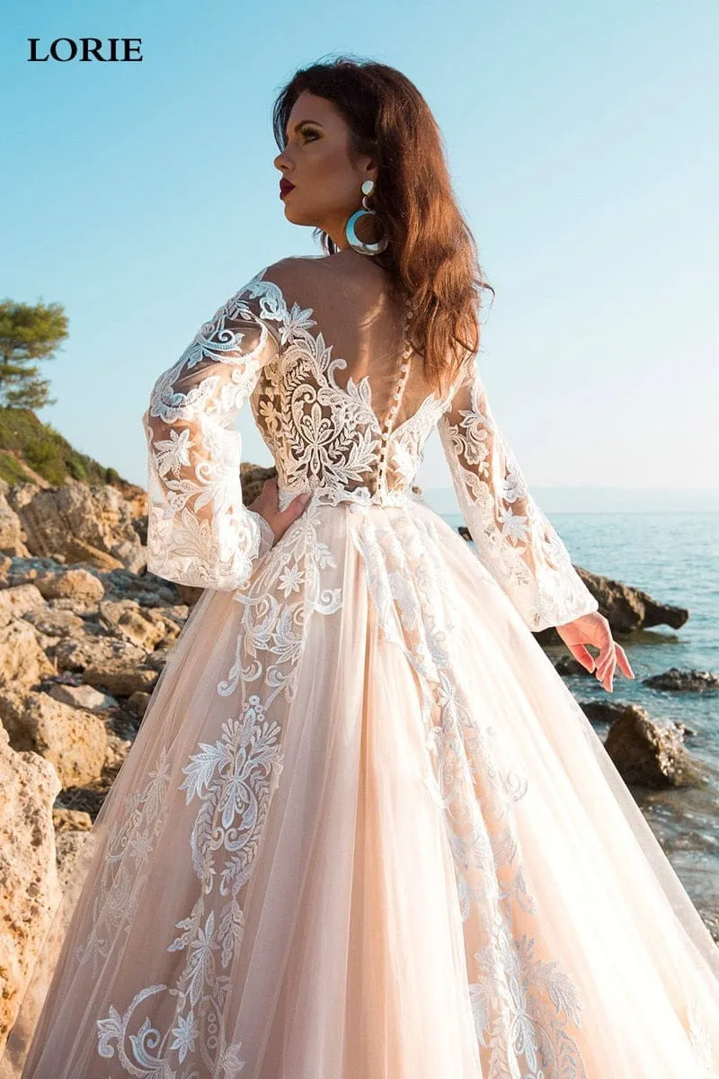 Princess Wedding Dress A Line Lace Bridal Dress With Long Train