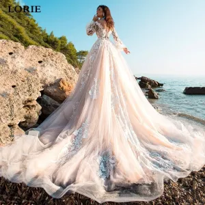 Princess Wedding Dress A Line Lace Bridal Dress With Long Train