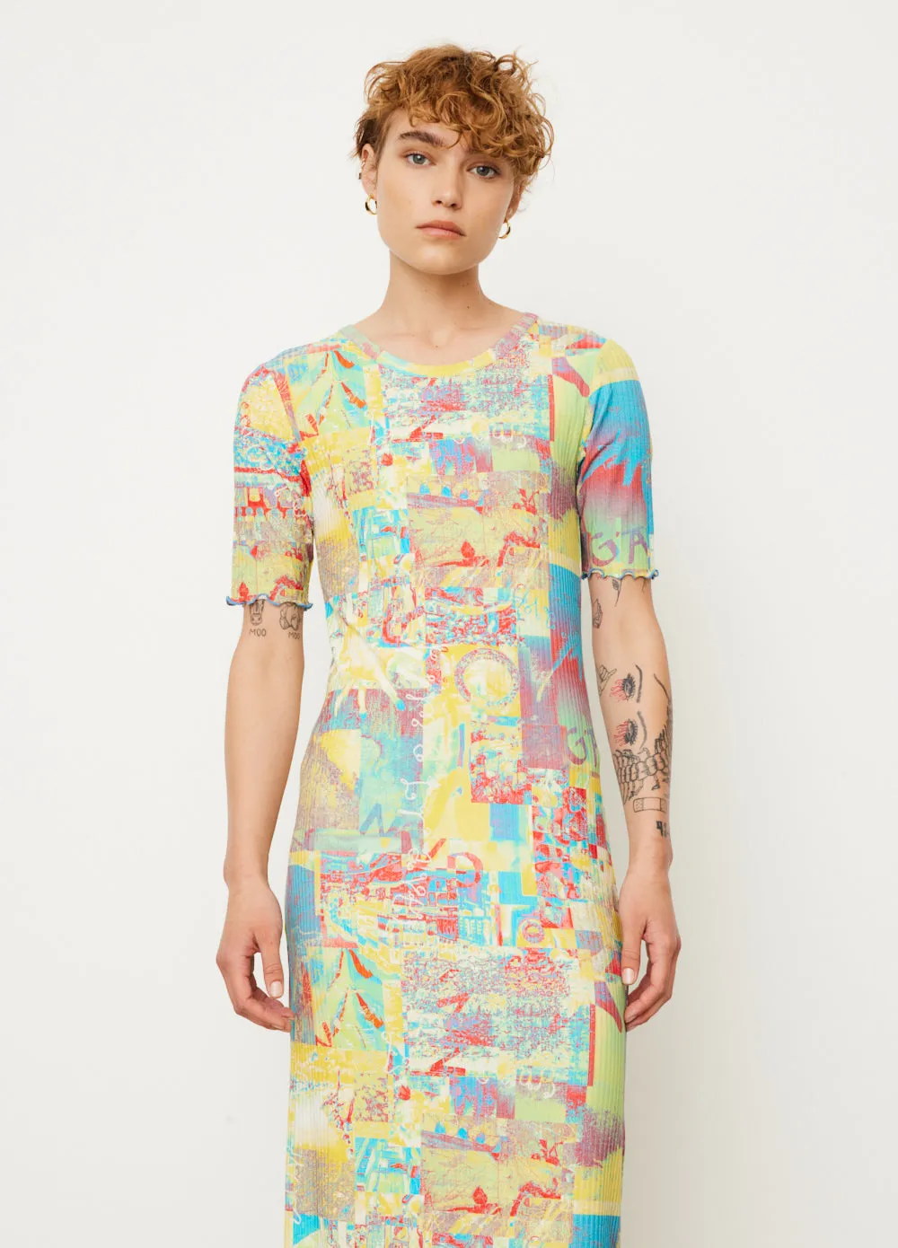 Printed Rib Jersey Maxi Dress