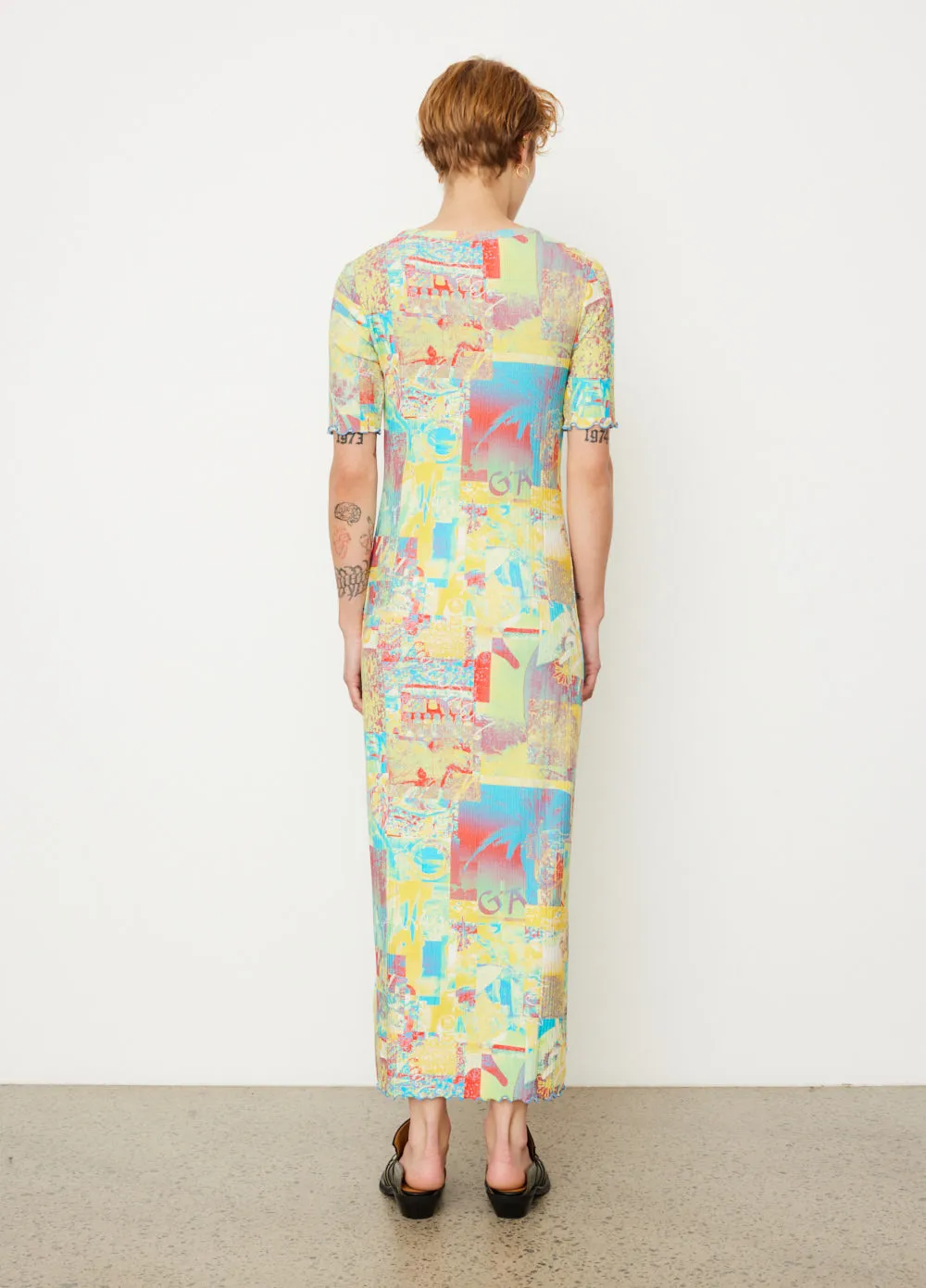 Printed Rib Jersey Maxi Dress
