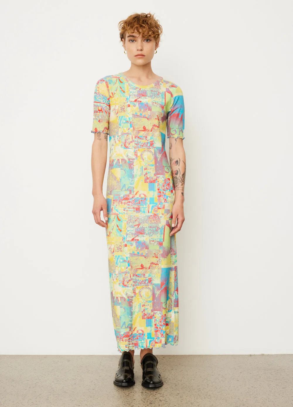 Printed Rib Jersey Maxi Dress