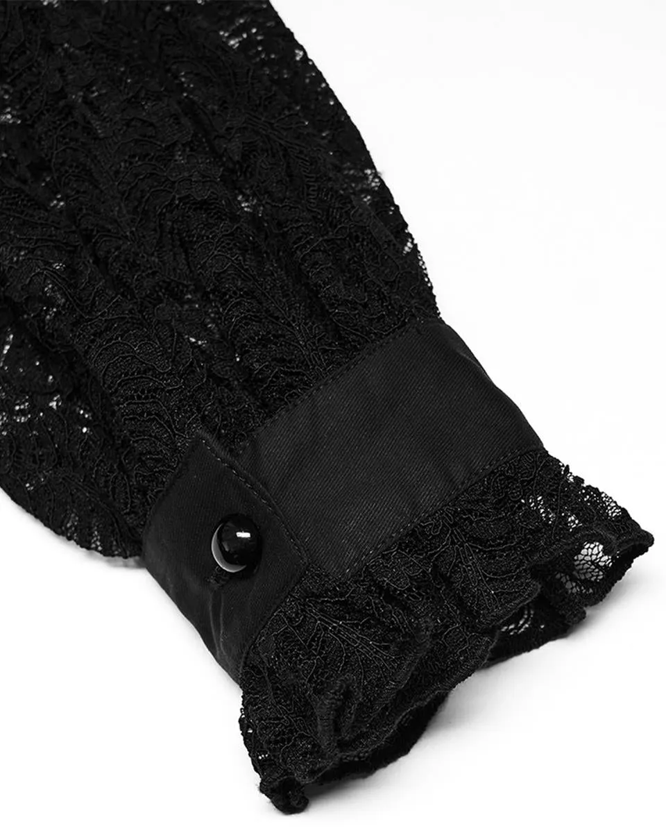 Punk Rave Womens Romantic Gothic Lace Sleeves Blouse Top