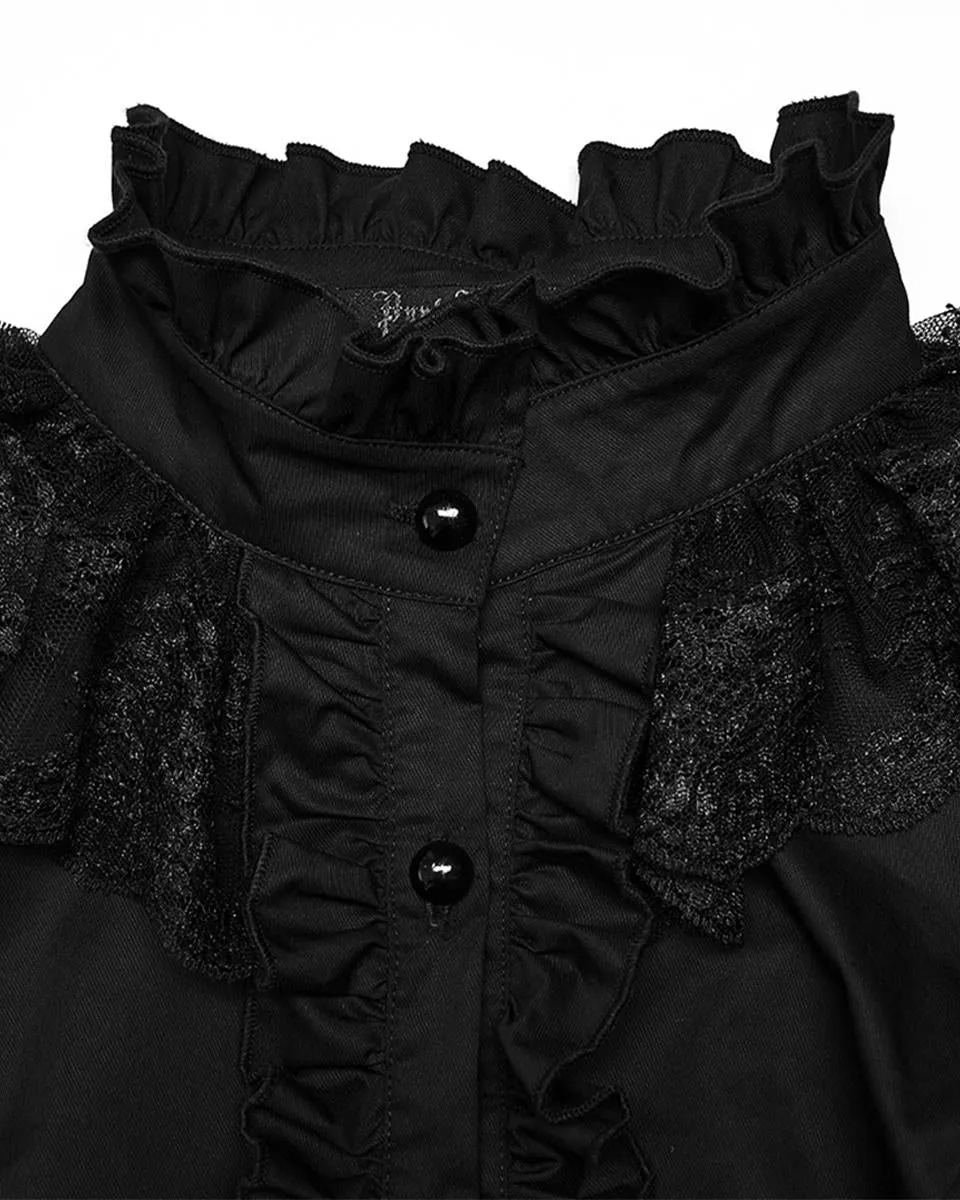 Punk Rave Womens Romantic Gothic Lace Sleeves Blouse Top
