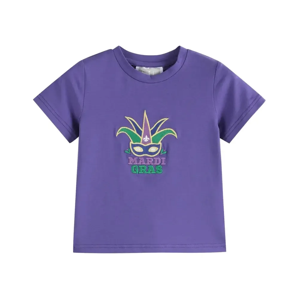Purple Mardi Gras Applique Shirt and Shorts Set