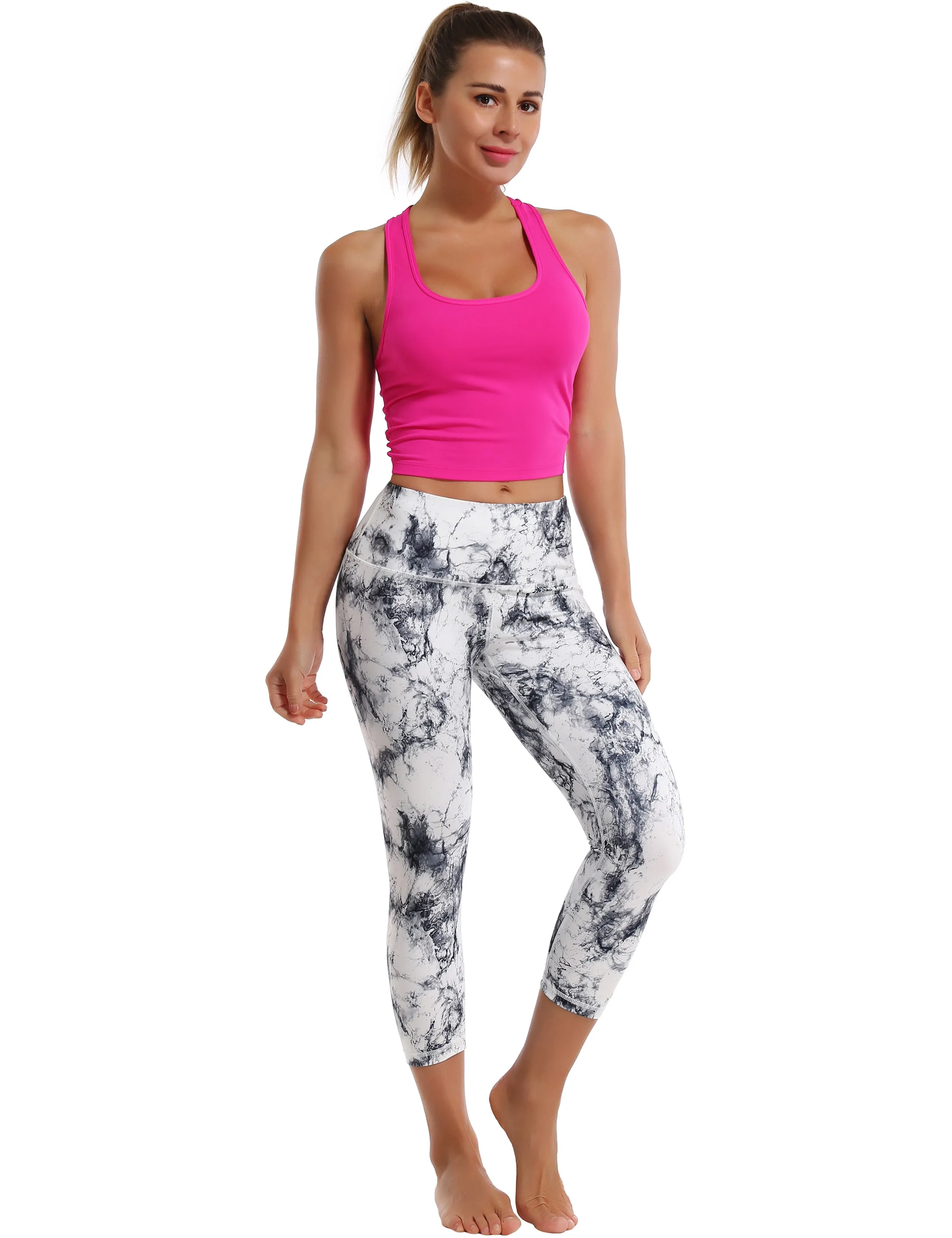 Racerback Athletic Crop Tank Tops magenta_Plus Size