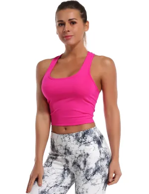 Racerback Athletic Crop Tank Tops magenta_Plus Size