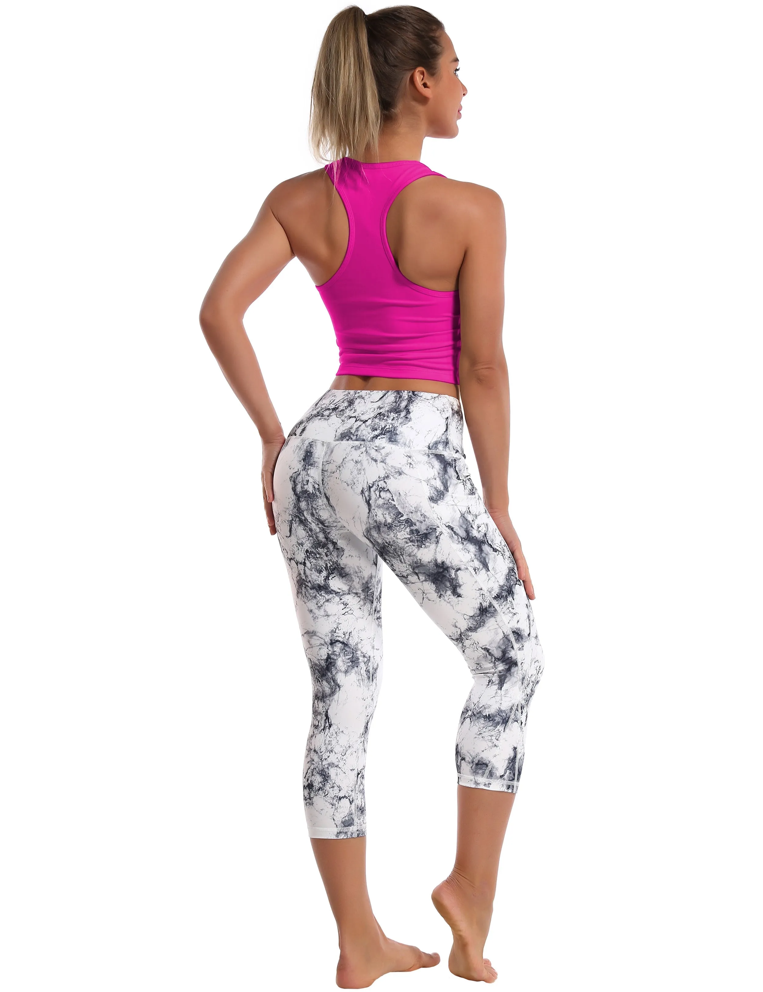 Racerback Athletic Crop Tank Tops magenta_Plus Size